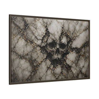 Side Mockup 8. Horror Skull Gold Marble Skull shown as stretched canvas wall art
