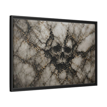 Side Mockup 14. Horror Skull Gold Marble Skull shown as stretched canvas wall art