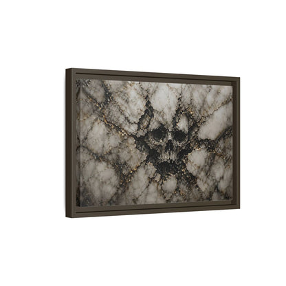 Side Mockup 5. Horror Skull Gold Marble Skull shown as stretched canvas wall art