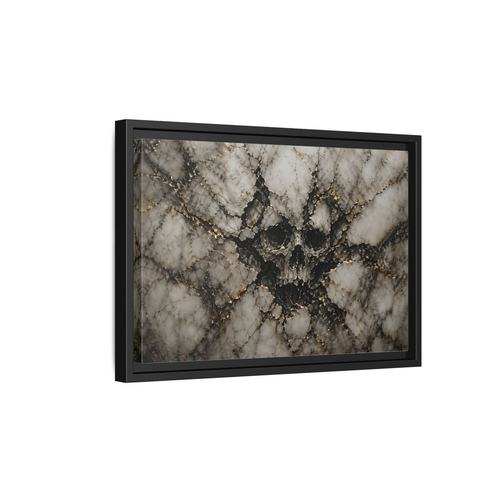 Side Mockup 6. Horror Skull Gold Marble Skull shown as stretched canvas wall art