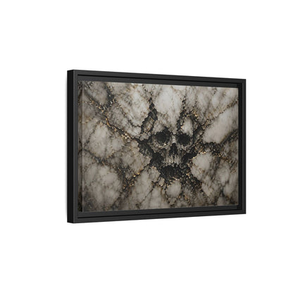 Side Mockup 6. Horror Skull Gold Marble Skull shown as stretched canvas wall art