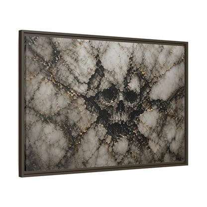 Main Mockup. Horror Skull Gold Marble Skull shown as stretched canvas wall art