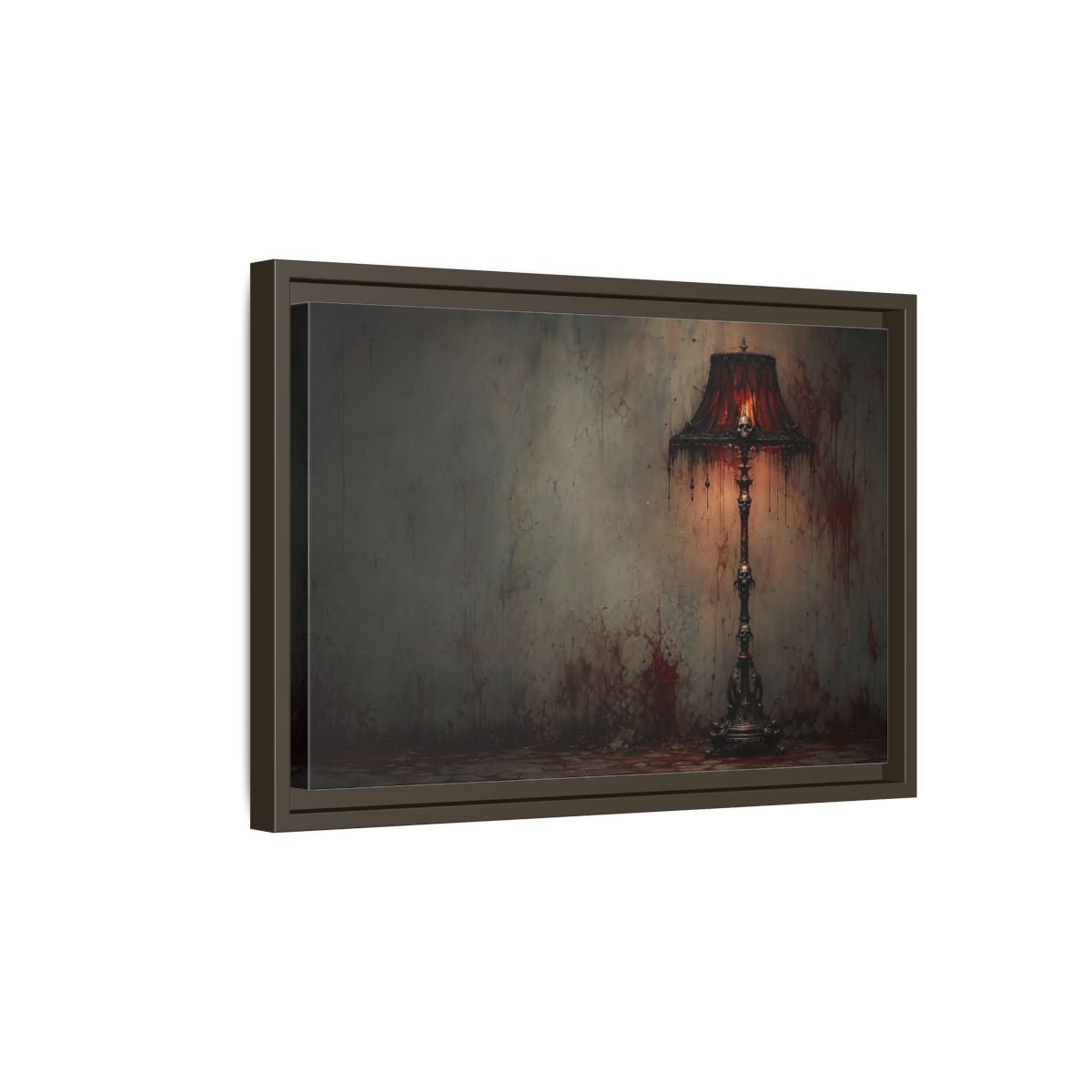 Side Mockup 5. Horror Skull Lamp Dark Gothic Red shown as stretched canvas wall art