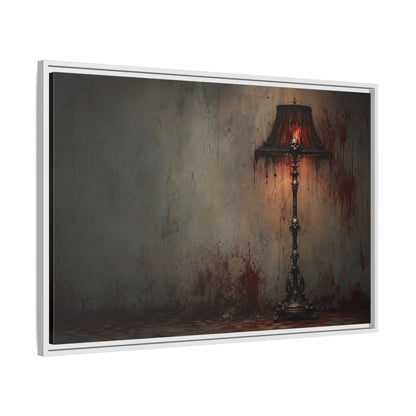 Side Mockup 9. Horror Skull Lamp Dark Gothic Red shown as stretched canvas wall art