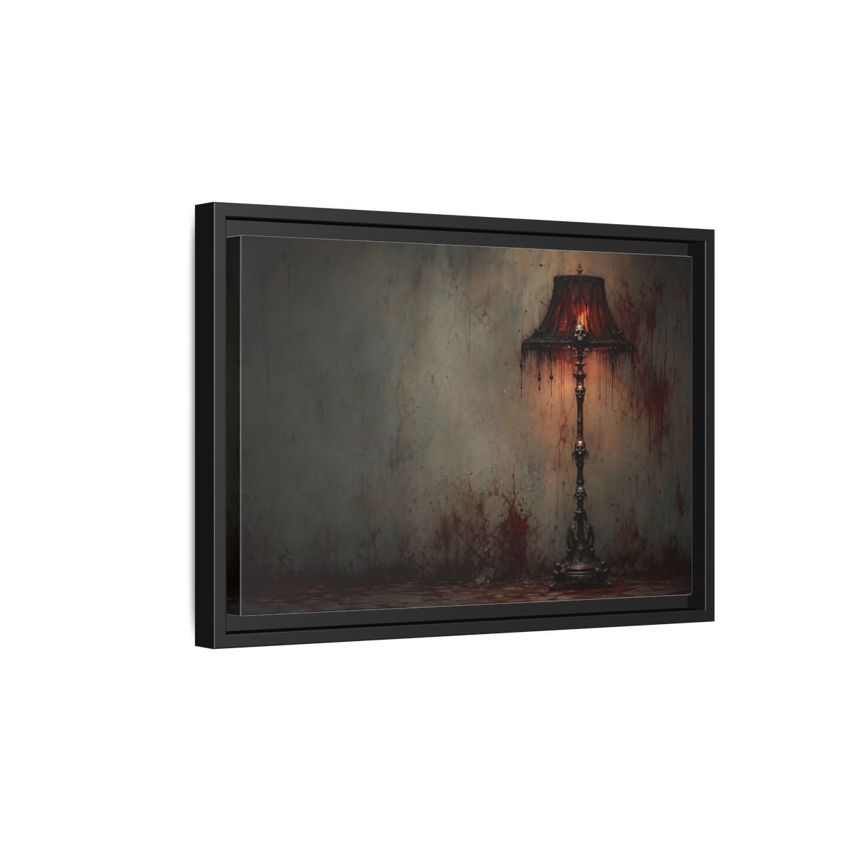 Side Mockup 6. Horror Skull Lamp Dark Gothic Red shown as stretched canvas wall art