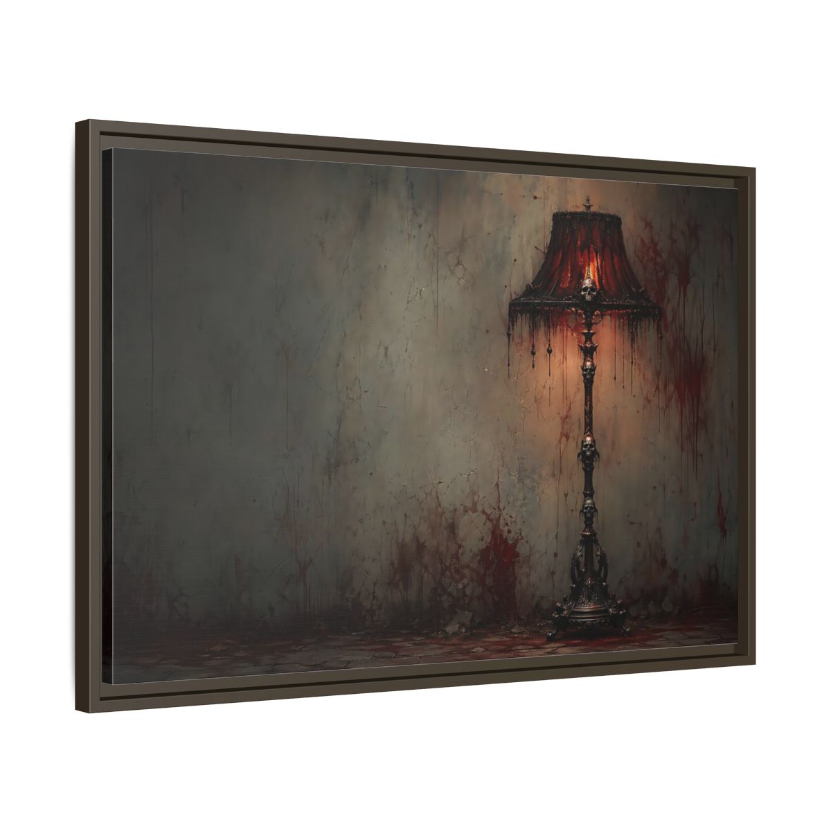 Side Mockup 11. Horror Skull Lamp Dark Gothic Red shown as stretched canvas wall art
