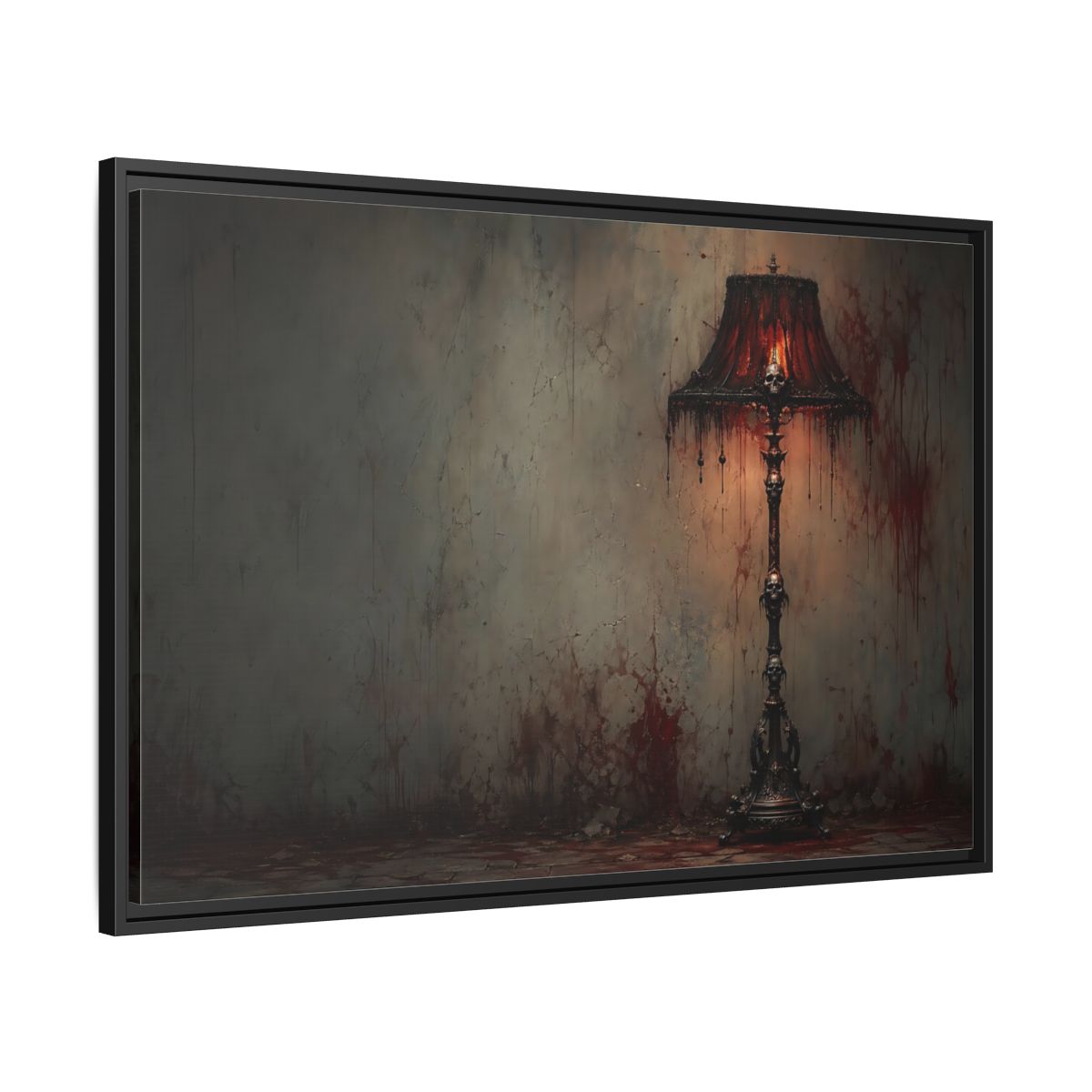 Side Mockup 13. Horror Skull Lamp Dark Gothic Red shown as stretched canvas wall art
