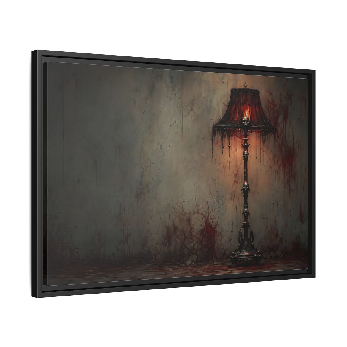 Side Mockup 14. Horror Skull Lamp Dark Gothic Red shown as stretched canvas wall art