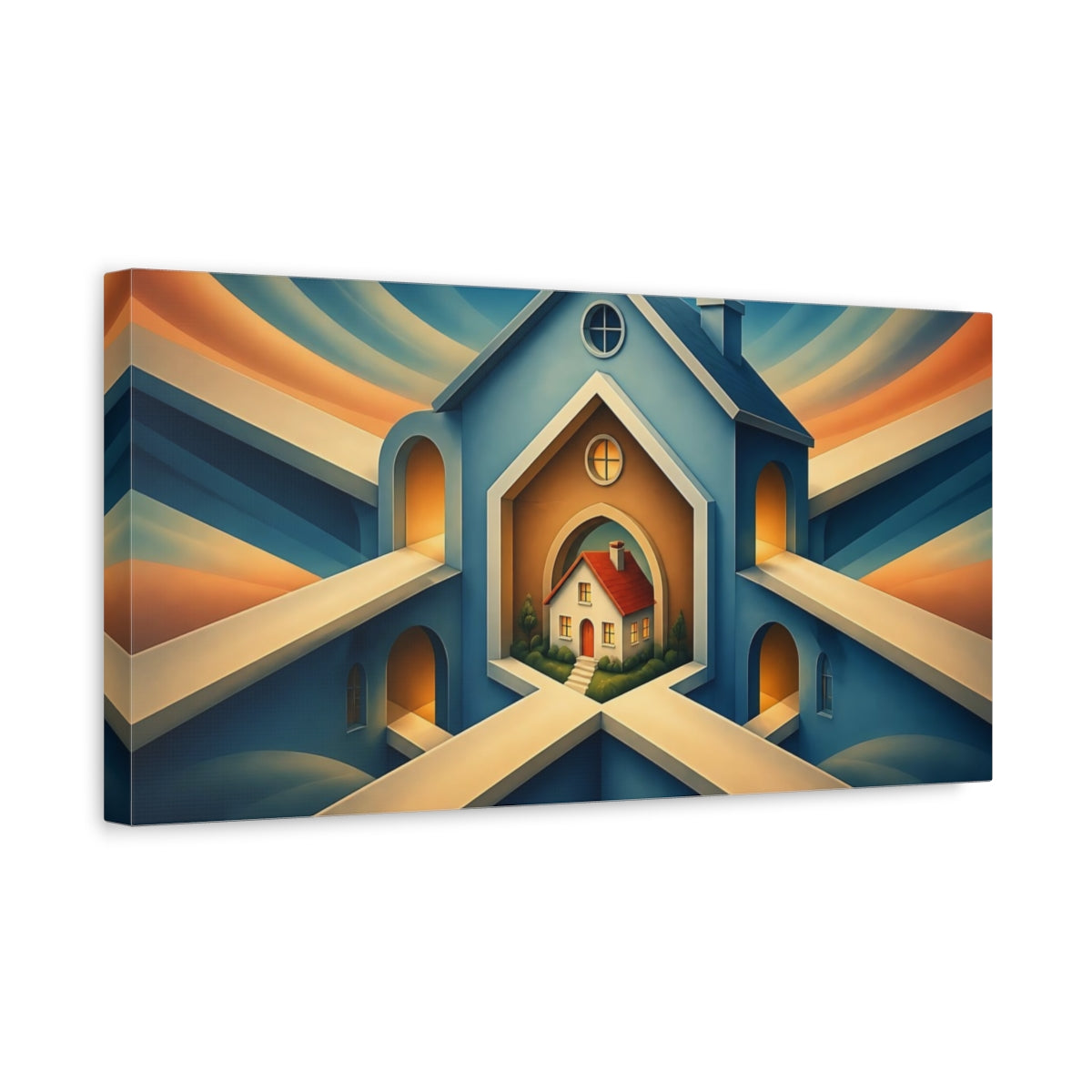 Side Mockup 3. House Within A House shown as canvas print