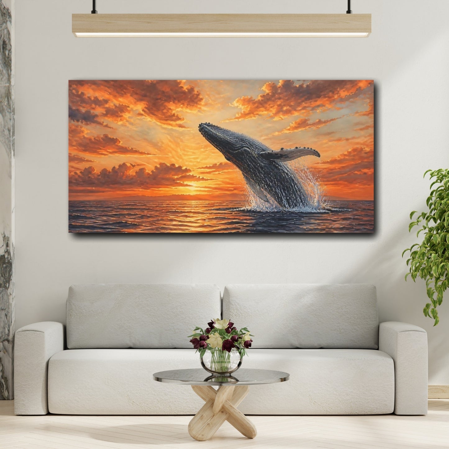 Mockup 2. Humpback At Sunset shown as canvas print