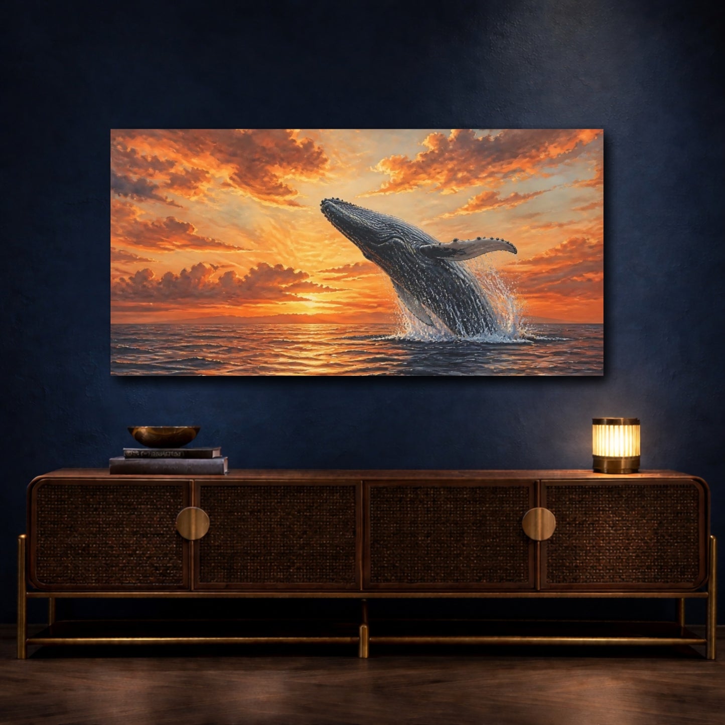 Mockup 4. Humpback At Sunset shown as canvas print