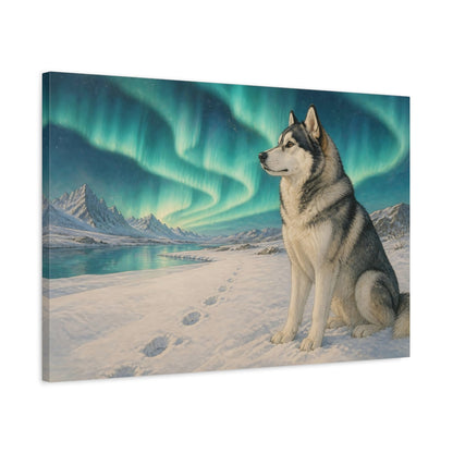 Side Mockup 2. Husky Pets Northern Lights shown as canvas print