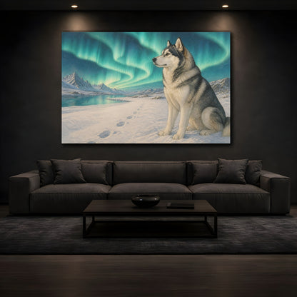 Mockup 3. Husky Pets Northern Lights shown as canvas print