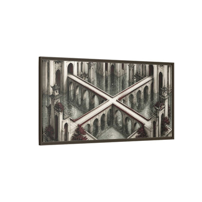 Side Mockup 4. Illusion Towers Bridge shown as framed canvas print