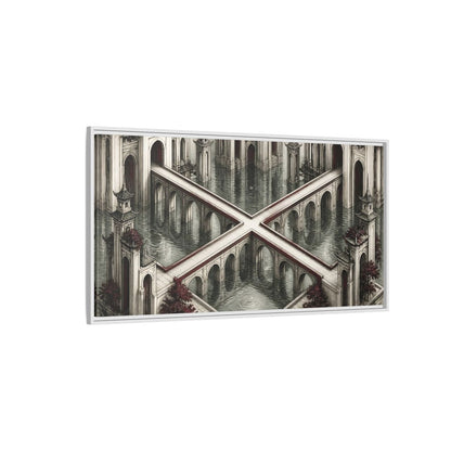 Side Mockup 3. Illusion Towers Bridge shown as framed canvas print