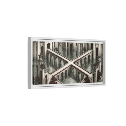 Side Mockup 6. Illusion Towers Bridge shown as framed canvas print