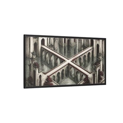Side Mockup 5. Illusion Towers Bridge shown as framed canvas print