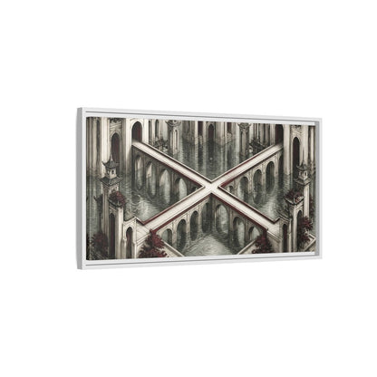 Side Mockup 1. Illusion Towers Bridge shown as framed canvas print
