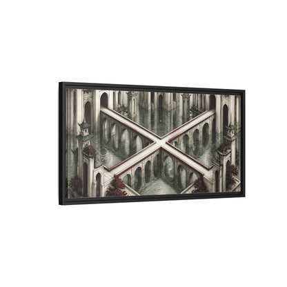 Side Mockup 2. Illusion Towers Bridge shown as framed canvas print