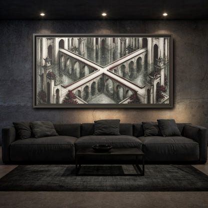 Mockup 3. Illusion Towers Bridge shown as framed canvas print