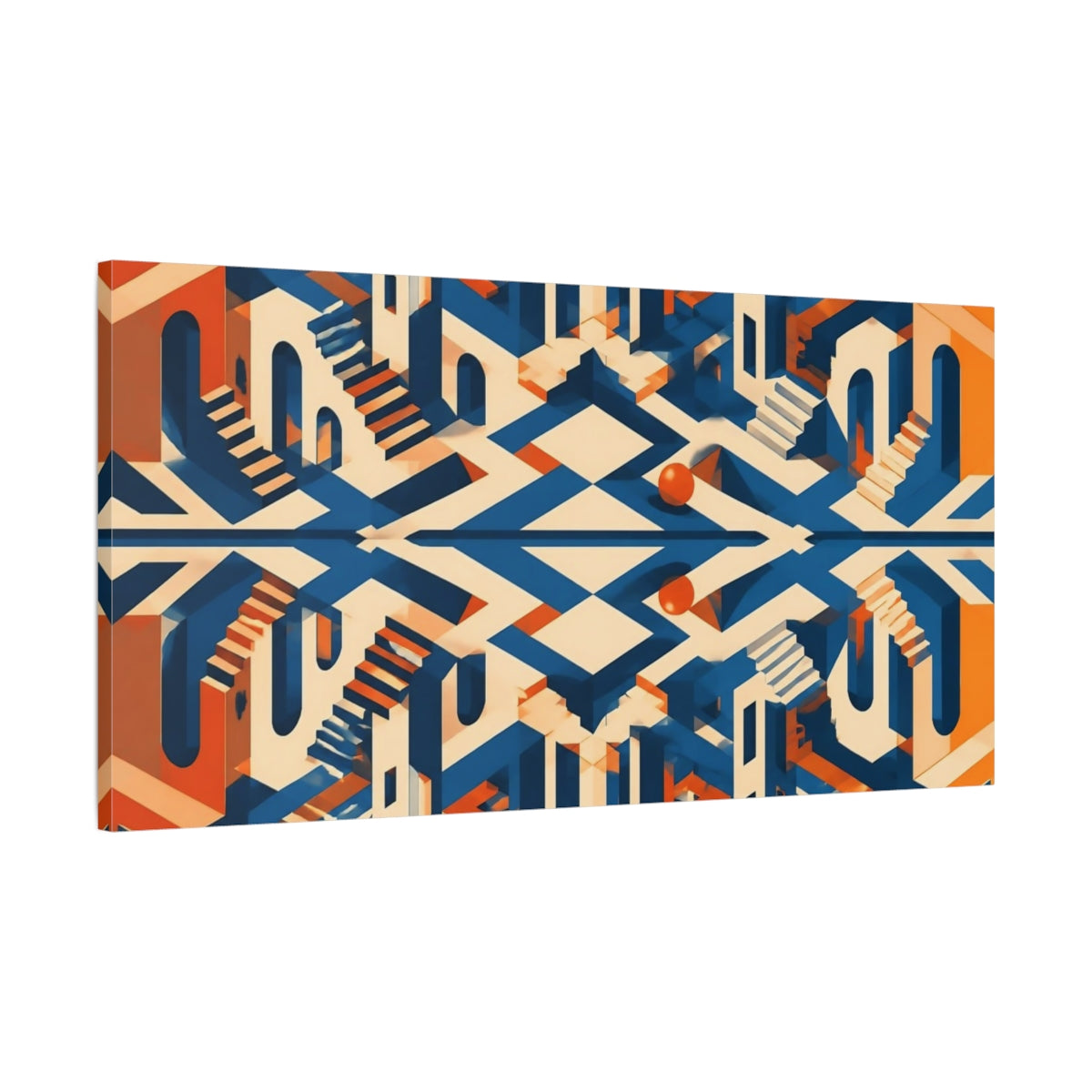 Main Mockup. Impossible Staircase Illusion shown as canvas print
