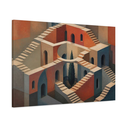 Main Mockup. Impossible Staircase Illusion shown as canvas print