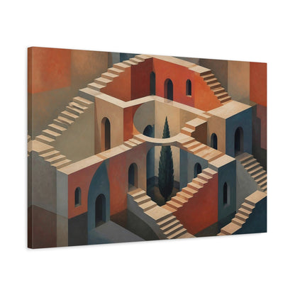 Side Mockup 2. Impossible Staircase Illusion shown as canvas print