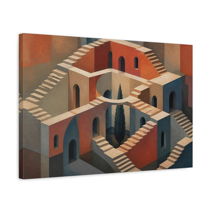 Side Mockup 3. Impossible Staircase Illusion shown as canvas print