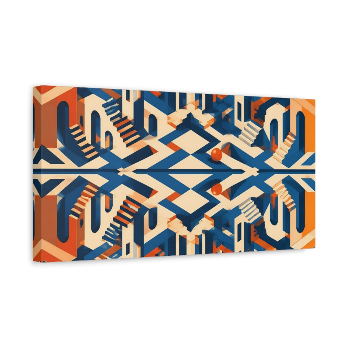 Side Mockup 3. Impossible Staircase Illusion shown as canvas print