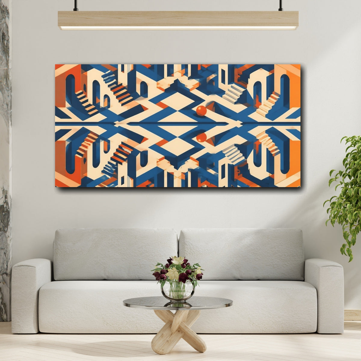 Mockup 2. Impossible Staircase Illusion shown as canvas print