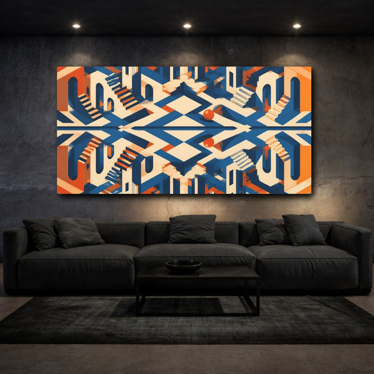 Mockup 3. Impossible Staircase Illusion shown as canvas print