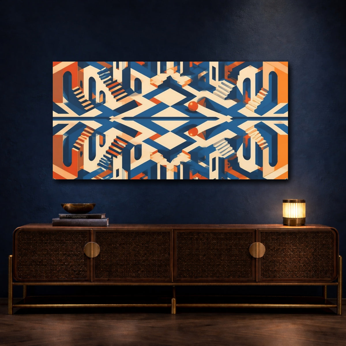 Mockup 4. Impossible Staircase Illusion shown as canvas print