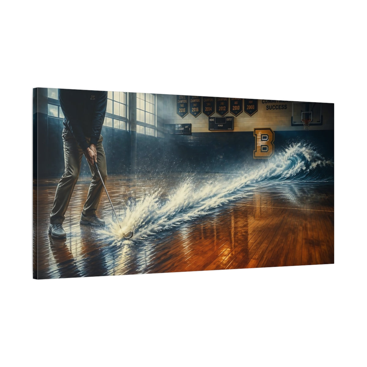 Main Mockup. Indoor Golf Wave shown as canvas print