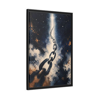 Side Mockup 14. Ink-Wash Chain To Star shown as framed canvas print