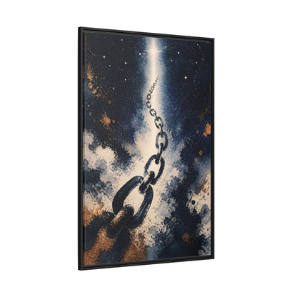 Side Mockup 12. Ink-Wash Chain To Star shown as framed canvas print