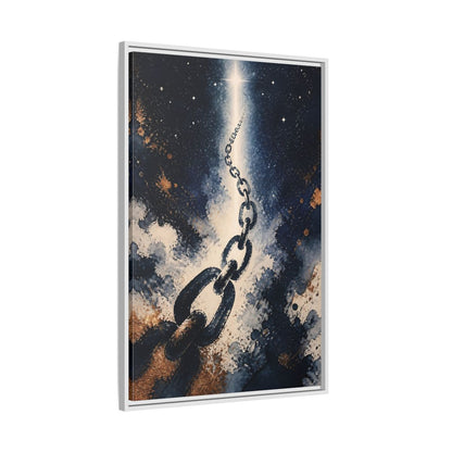 Side Mockup 9. Ink-Wash Chain To Star shown as framed canvas print