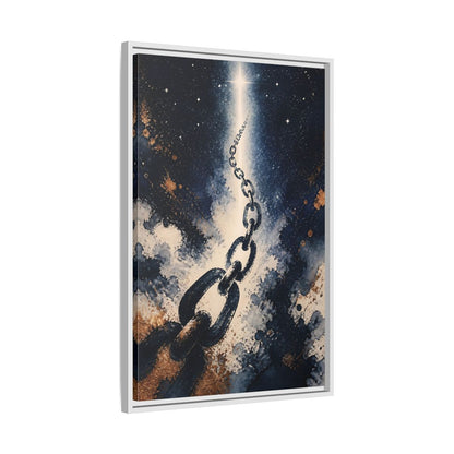 Side Mockup 10. Ink-Wash Chain To Star shown as framed canvas print