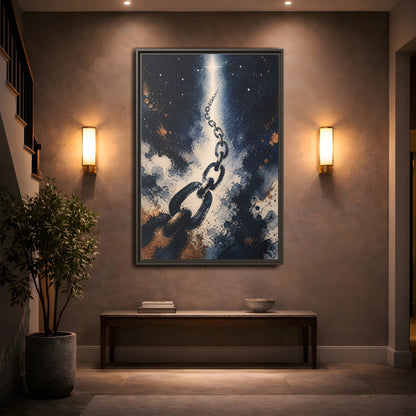 Mockup 2. Ink-Wash Chain To Star shown as framed canvas print