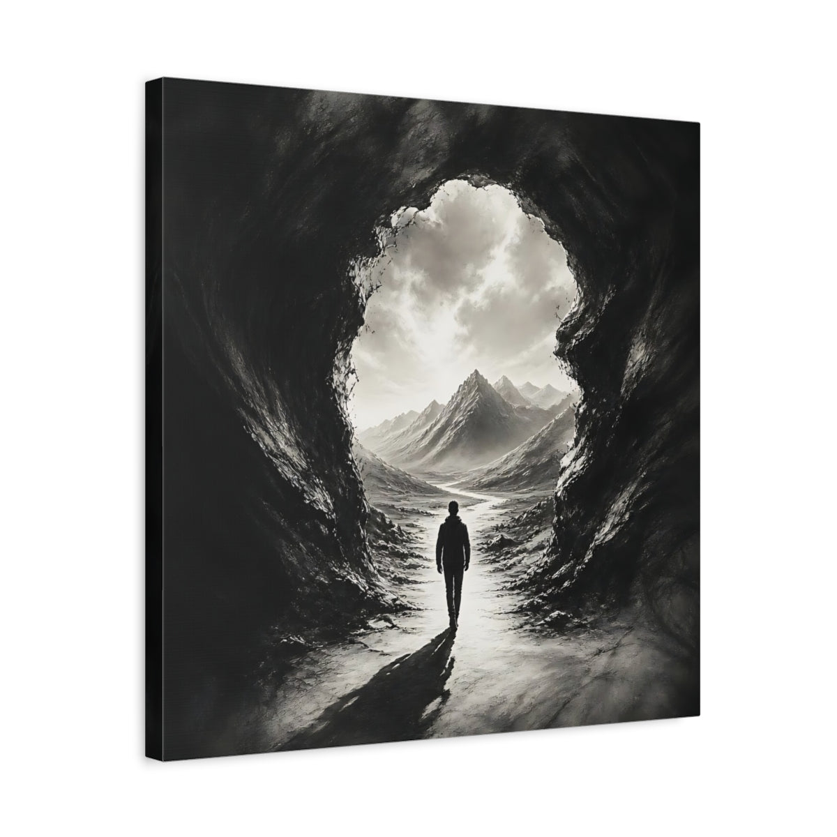 Side Mockup 5. Into The Mountain Light shown as canvas print