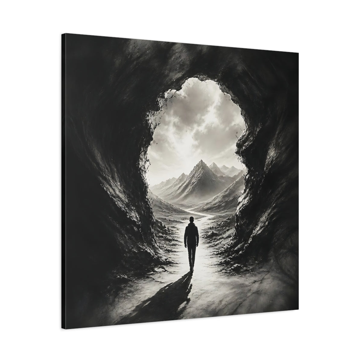 Side Mockup 1. Into The Mountain Light shown as canvas print