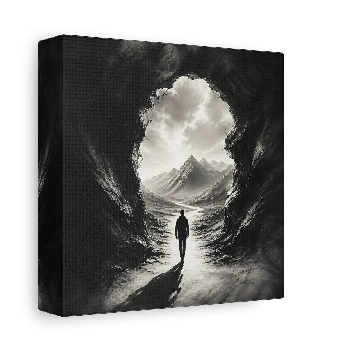 Side Mockup 2. Into The Mountain Light shown as canvas print