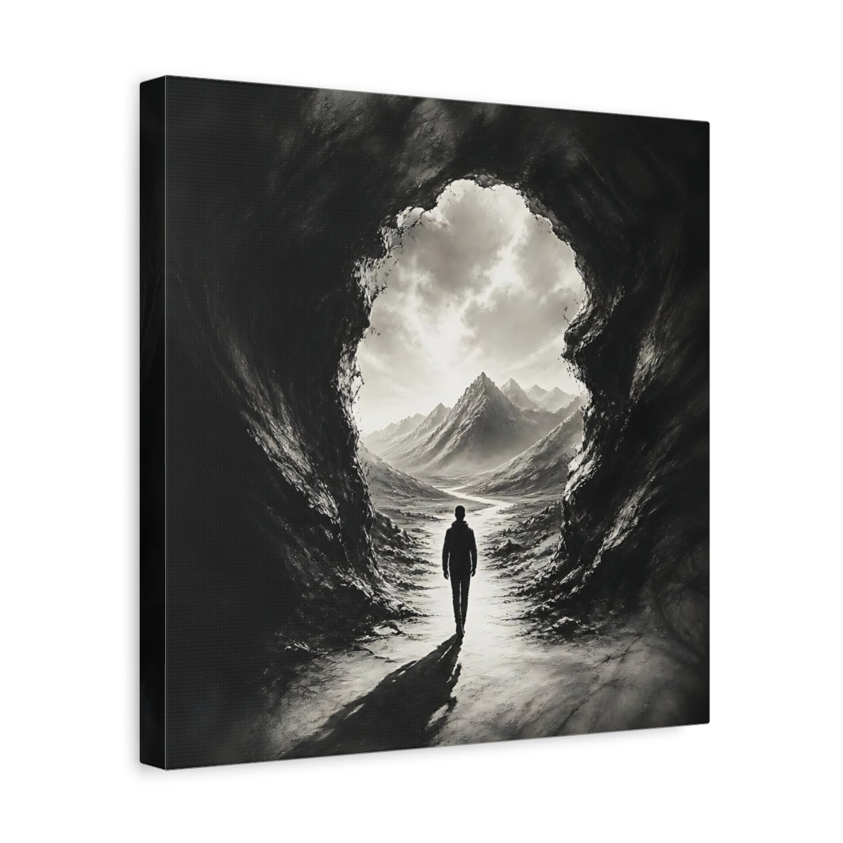 Side Mockup 7. Into The Mountain Light shown as canvas print