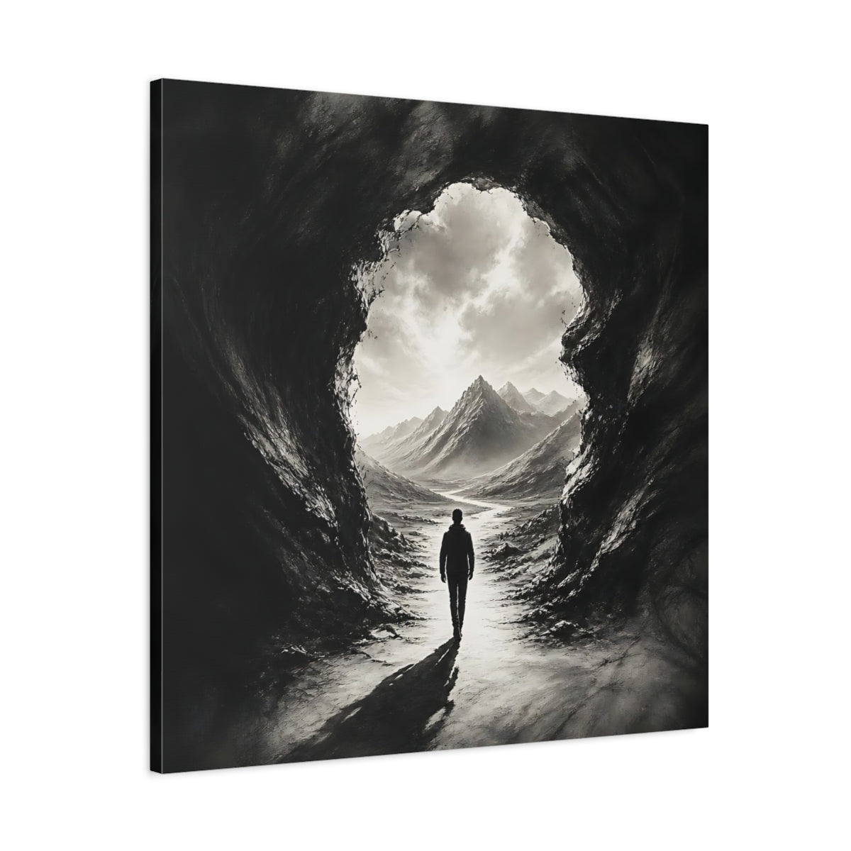 Side Mockup 3. Into The Mountain Light shown as canvas print