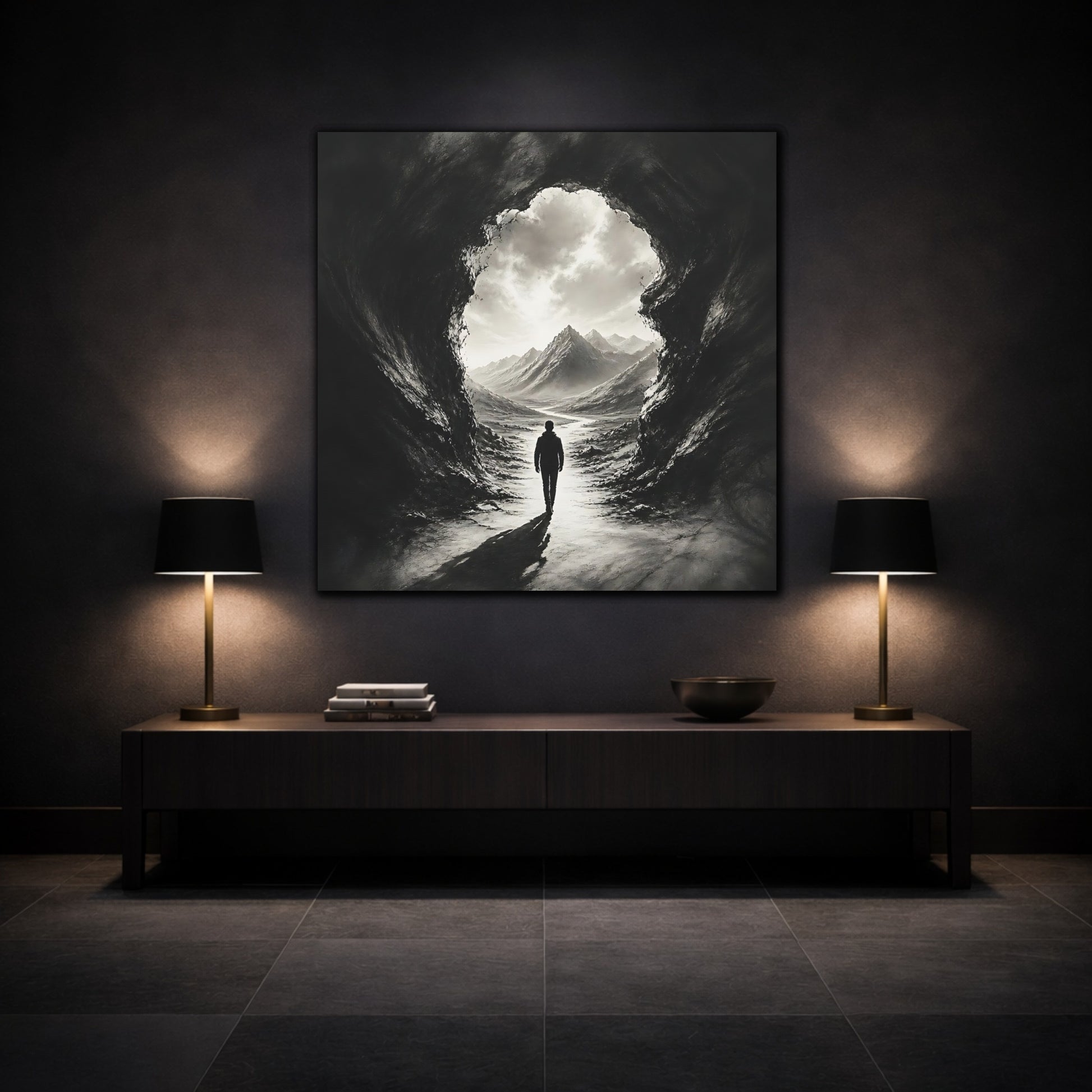 Mockup 3. Into The Mountain Light shown as canvas print
