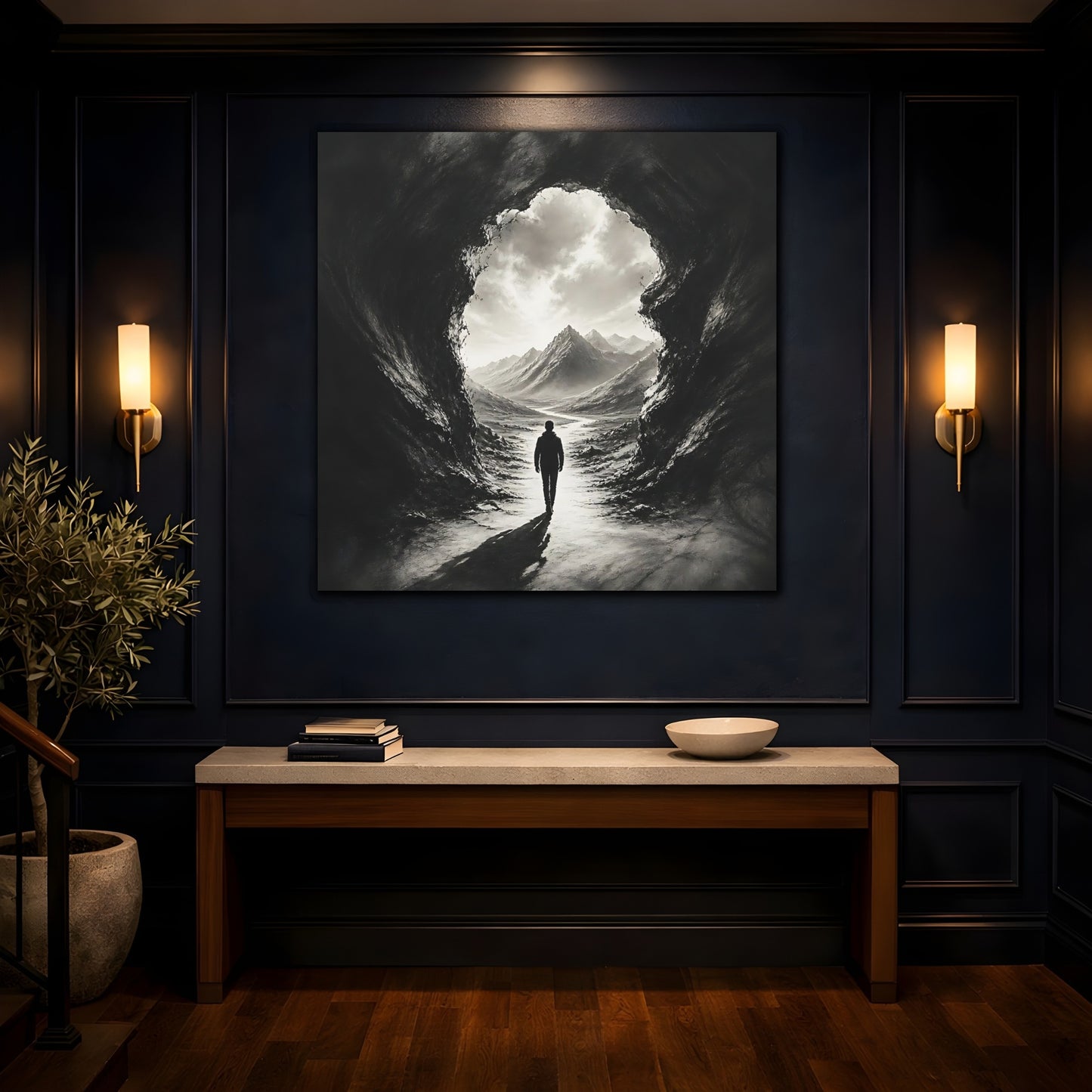 Mockup 4. Into The Mountain Light shown as canvas print