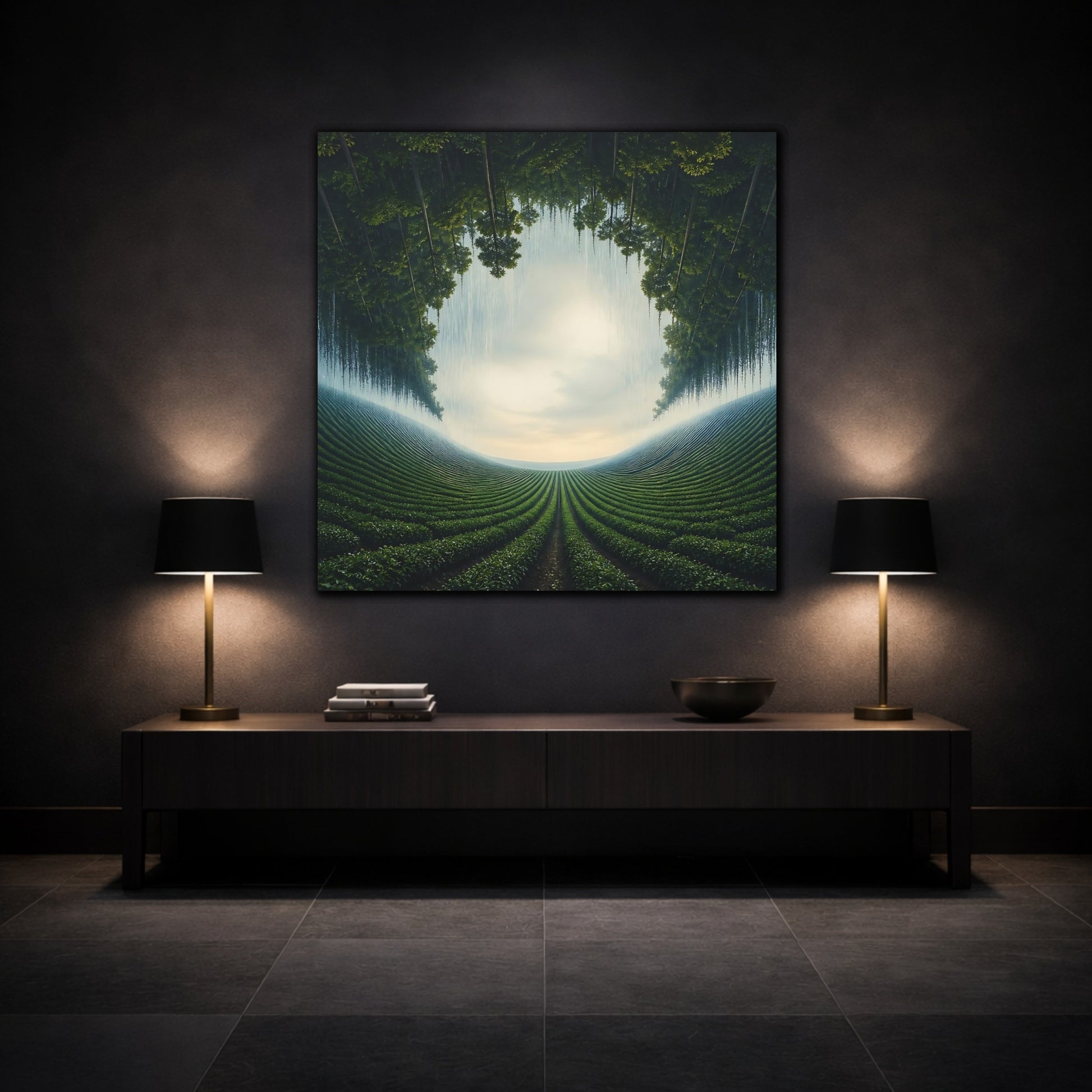 Mockup 3. Inverted Forest Illusion shown as canvas print