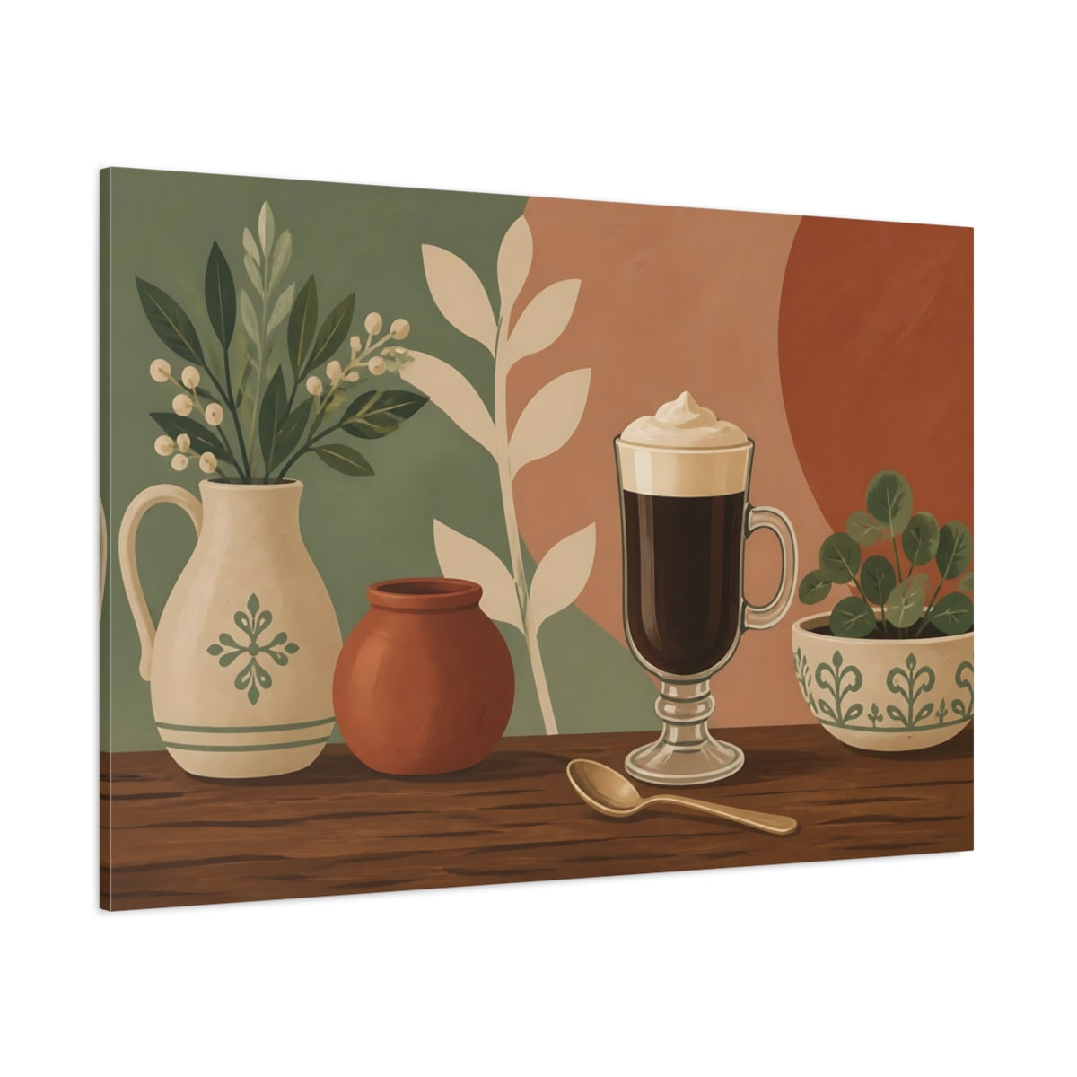 Side Mockup 1. Irish Coffee And Pottery shown as canvas print