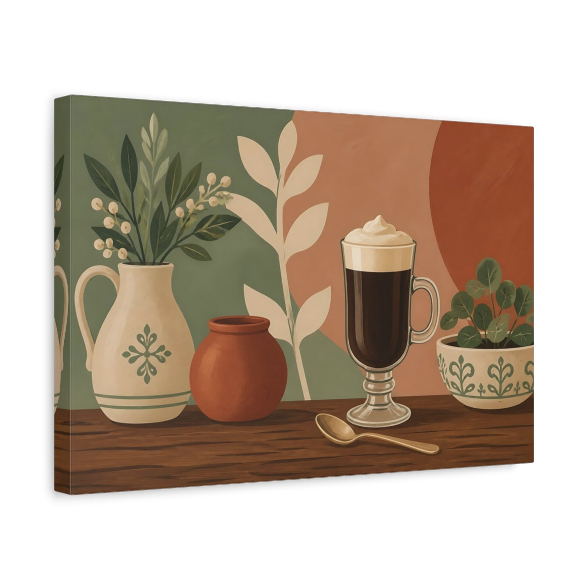 Side Mockup 4. Irish Coffee And Pottery shown as canvas print