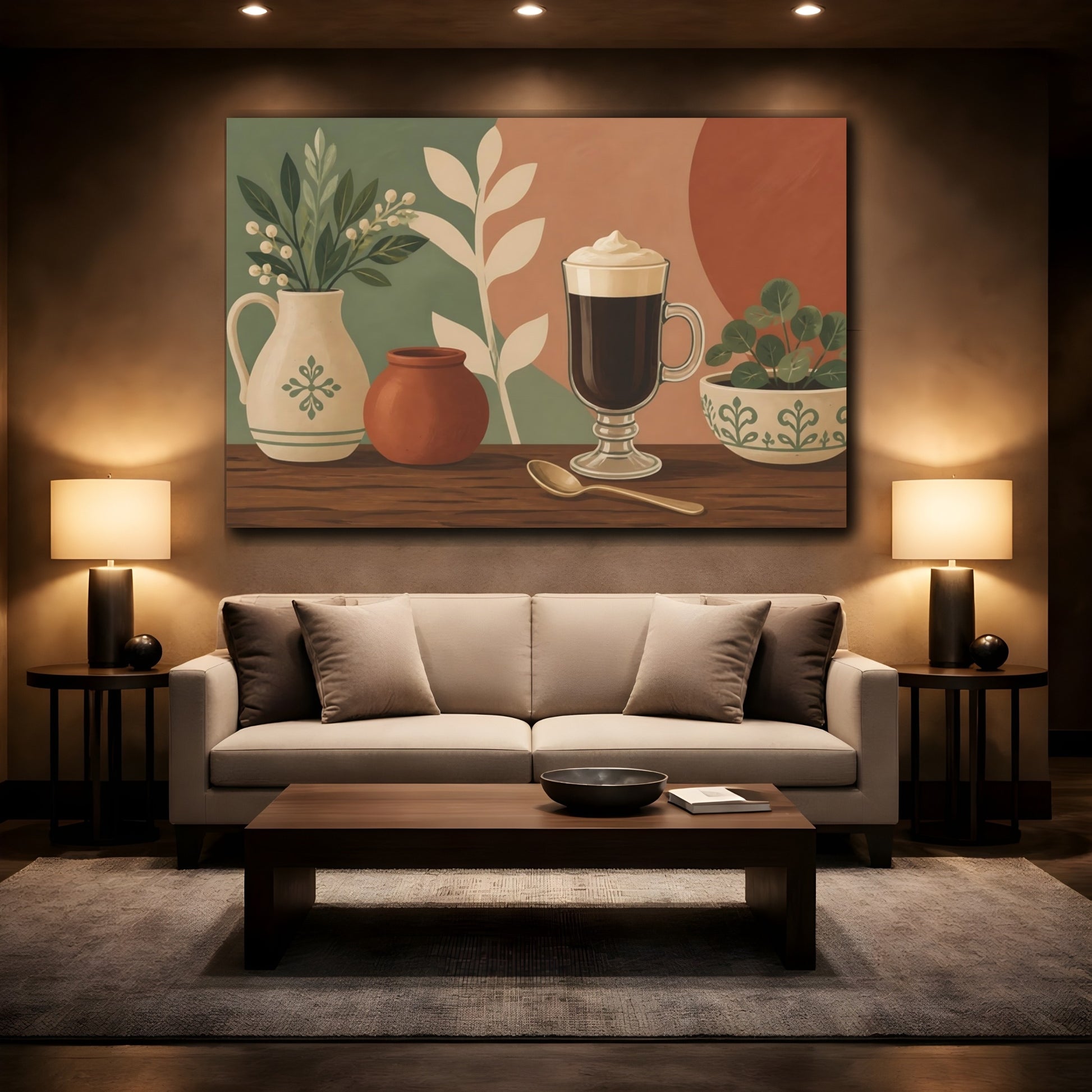 Mockup 2. Irish Coffee And Pottery shown as canvas print