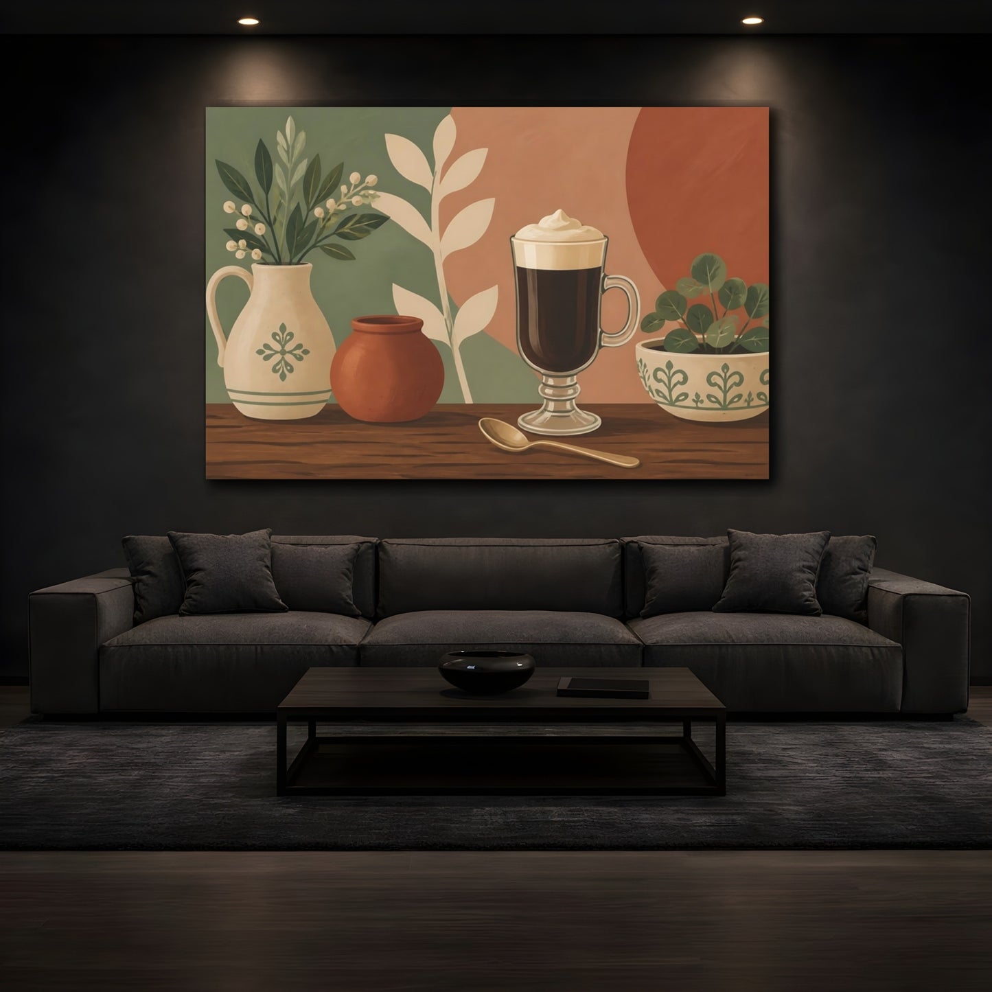 Mockup 3. Irish Coffee And Pottery shown as canvas print